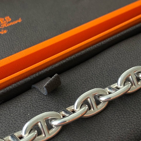 HERMES CABIN D’ ANCRE LARGE MODEL STERLING SILVER CHUNKY BRACELET - Picture 6 of 11